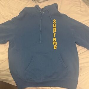 Supreme Blue Hoodie with Yellow Lettering